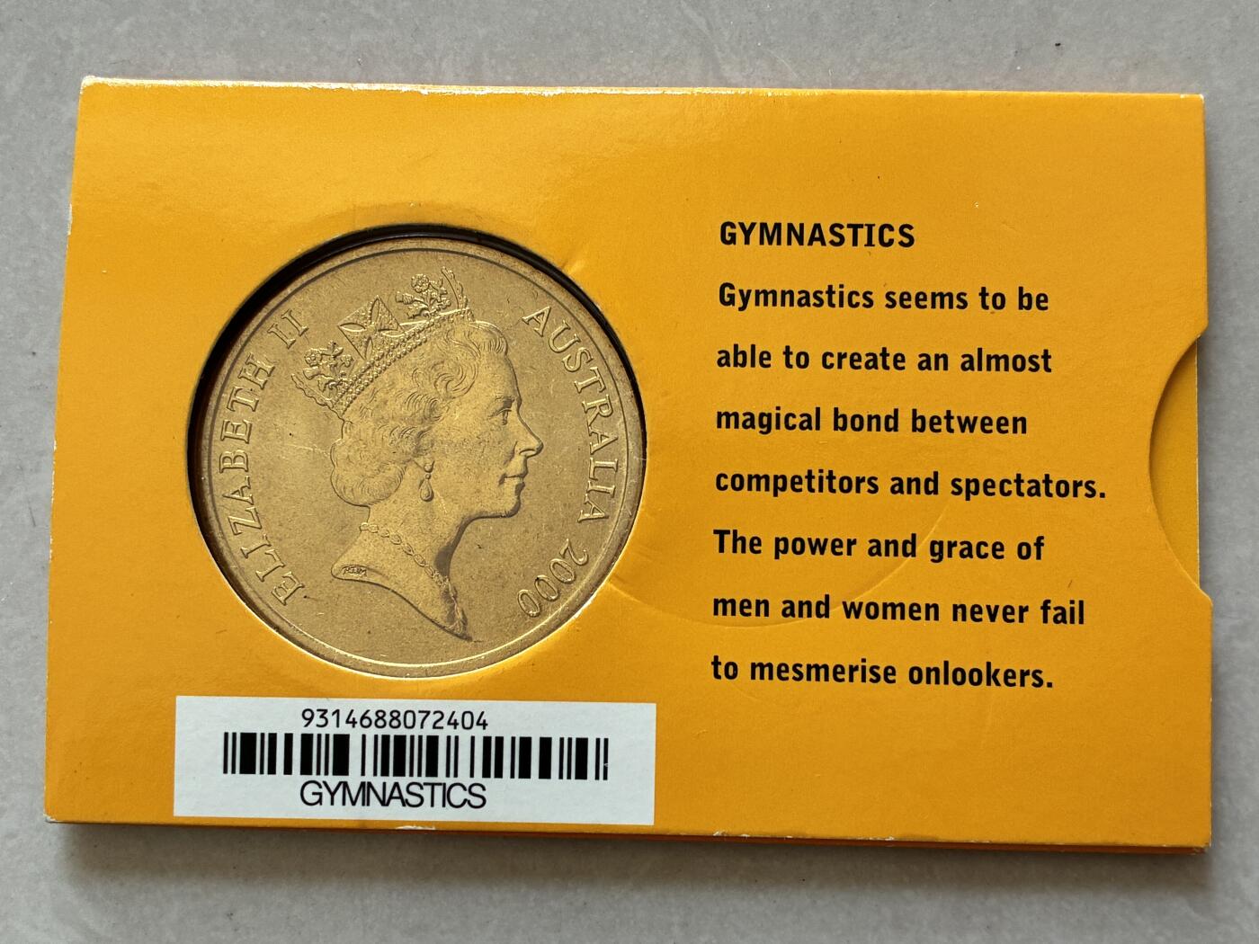 咖啡豆•收藏 2026年Mar_4th澳大利亚悉尼奥运纪念币拍卖 2000年澳大利亚悉尼奥运会卡装纪念铜币5元-体操