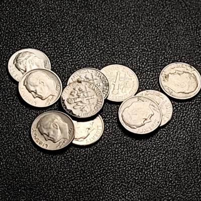 泉币菌-第198场- 新年快乐 新年第6场 本场拍品多 请提前出价 - 10枚一组 美国10美分镍币 罗斯福 共一美元