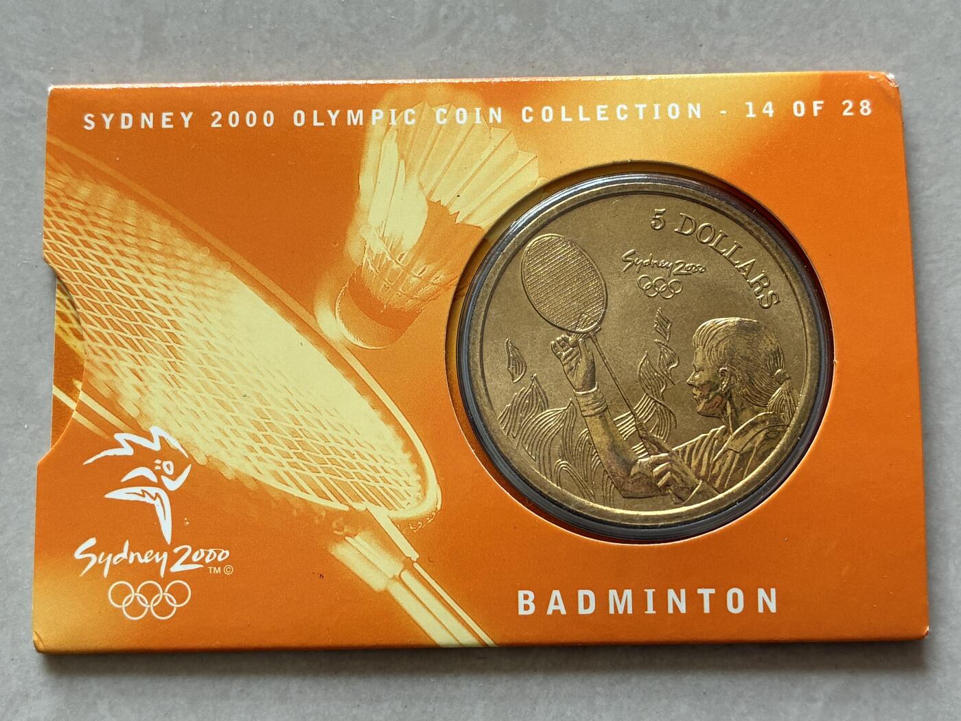 咖啡豆•收藏 2026年Mar_4th澳大利亚悉尼奥运纪念币拍卖 2000年澳大利亚悉尼奥运会卡装纪念铜币5元-羽毛球