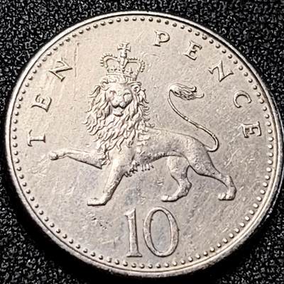 泉币菌-第198场- 新年快乐 新年第6场 本场拍品多 请提前出价（正月十五统一发货） - 英国1992年 10便士铜镍币 28.5mm 伊丽莎白二世女王 皇冠狮子