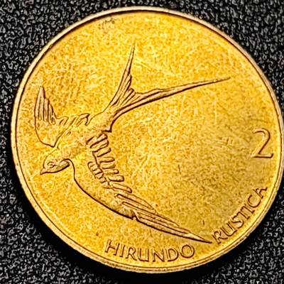 泉币菌-第199场- 新年快乐 新年第7场 本场拍品多 请提前出价（正月十五统一发货） - 原铜光UNC 长角羚羊 斯洛文尼亚 1995年 5托拉尔硬币 直径26mm