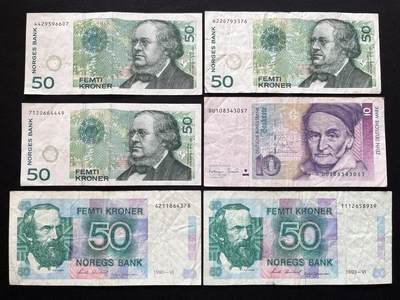 咖啡豆•收藏 2026年Mar_5th世界各国非全新纸币拍卖 - 6枚 德国/挪威 10马克 50克朗 非全新 品相如图 外国纸币