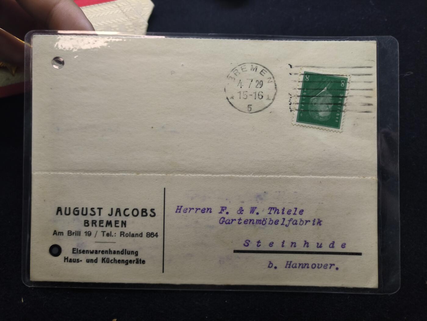 云宸嘉赏-勋臻佳藏新年快速场次（快拍 低佣 一元一手）（新年期间快递正常发） 魏玛德意志共和国 不来梅五金商奥古斯特・雅各布斯的商业订单电报 详细看简介