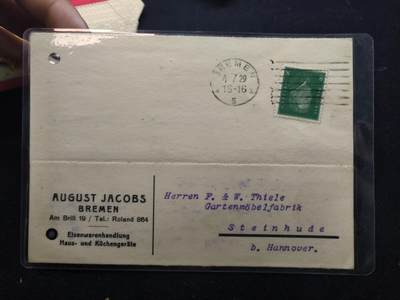 云宸嘉赏-勋臻佳藏新年快速场次（快拍 低佣 一元一手）（新年期间快递正常发） - 魏玛德意志共和国 不来梅五金商奥古斯特・雅各布斯的商业订单电报 详细看简介