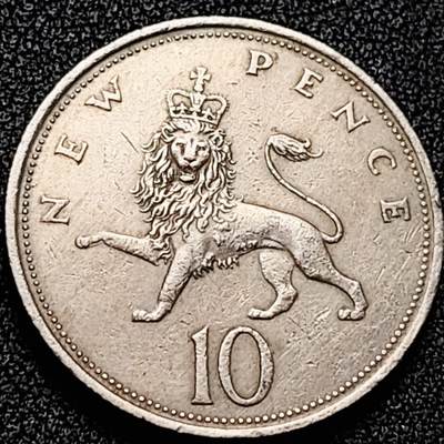 泉币菌-第198场- 新年快乐 新年第6场 本场拍品多 请提前出价（正月十五统一发货） - 英国大镍币 英国1968年 10便士铜镍币 28.5mm 伊丽莎白二世女王 皇冠狮子