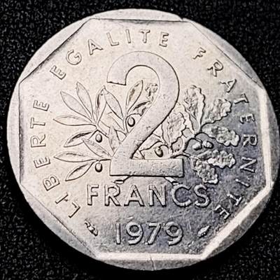 泉币菌-第198场- 新年快乐 新年第6场 本场拍品多 请提前出价（正月十五统一发货） - 法国早期（1979年）2法郎镍币 26mm 播种女神 入欧前 末版 绝版币