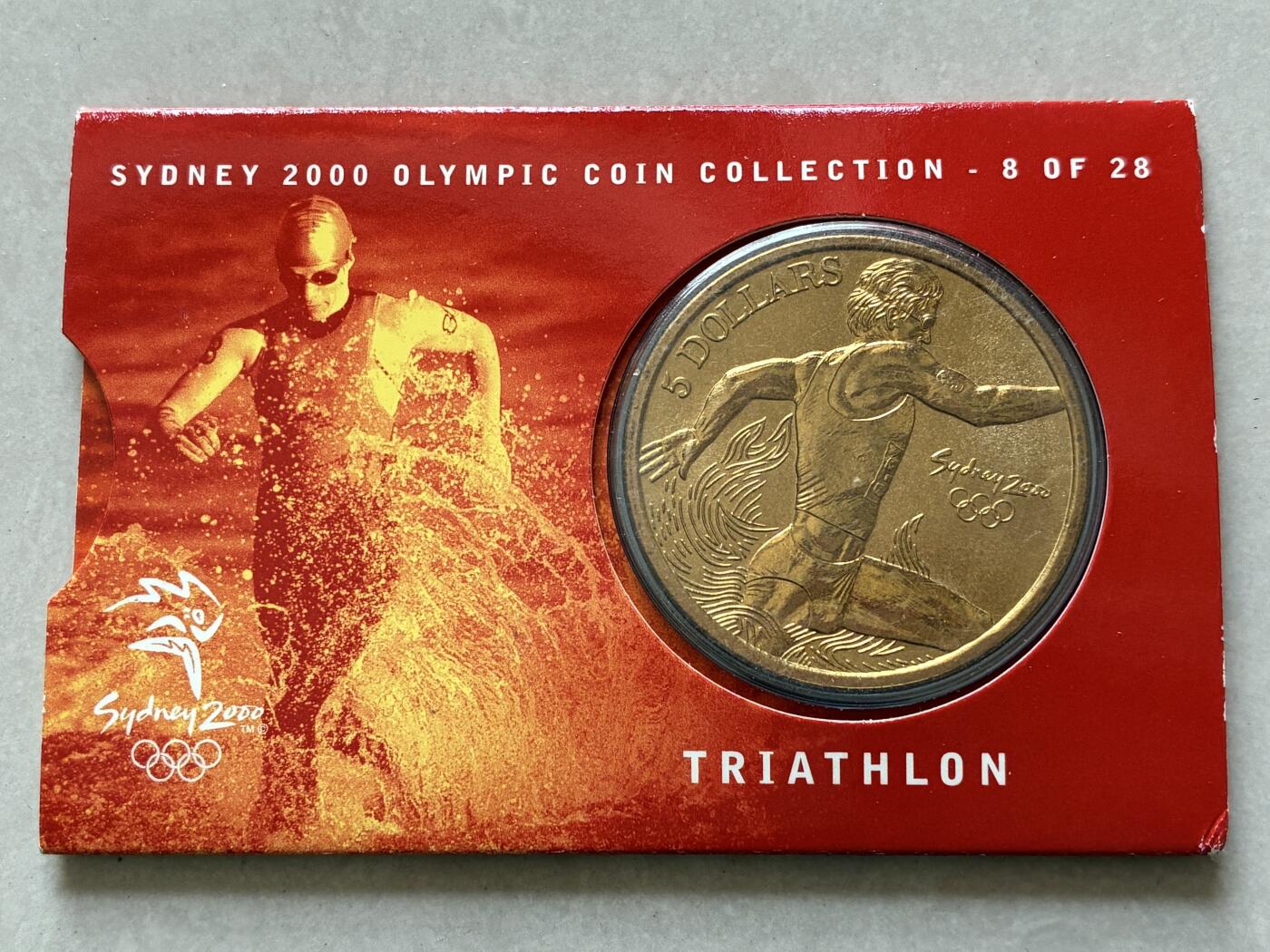 咖啡豆•收藏 2026年Mar_4th澳大利亚悉尼奥运纪念币拍卖 2000年澳大利亚悉尼奥运会卡装纪念铜币5元-铁人三项