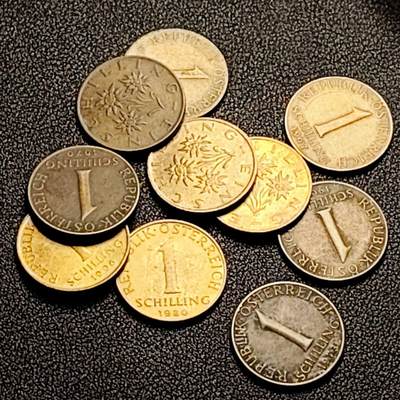 泉币菌-第198场- 新年快乐 新年第6场 本场拍品多 请提前出价 - 10枚一组 奥地利1先令铜币 雪绒花