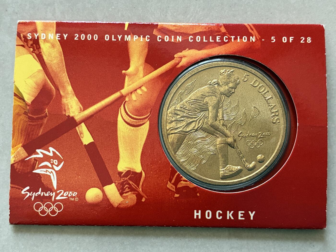 咖啡豆•收藏 2026年Mar_4th澳大利亚悉尼奥运纪念币拍卖 2000年澳大利亚悉尼奥运会卡装纪念铜币5元-曲棍球