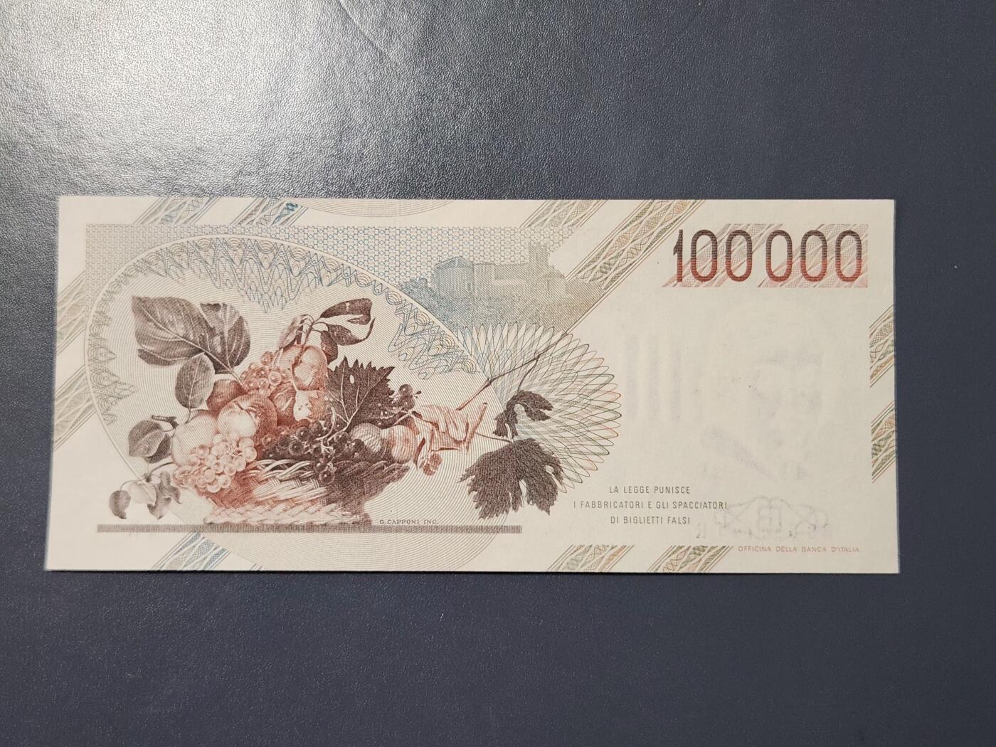 2月23号晚上8点 外国纸币自动截拍第29场 意大利100000里拉近新极美品