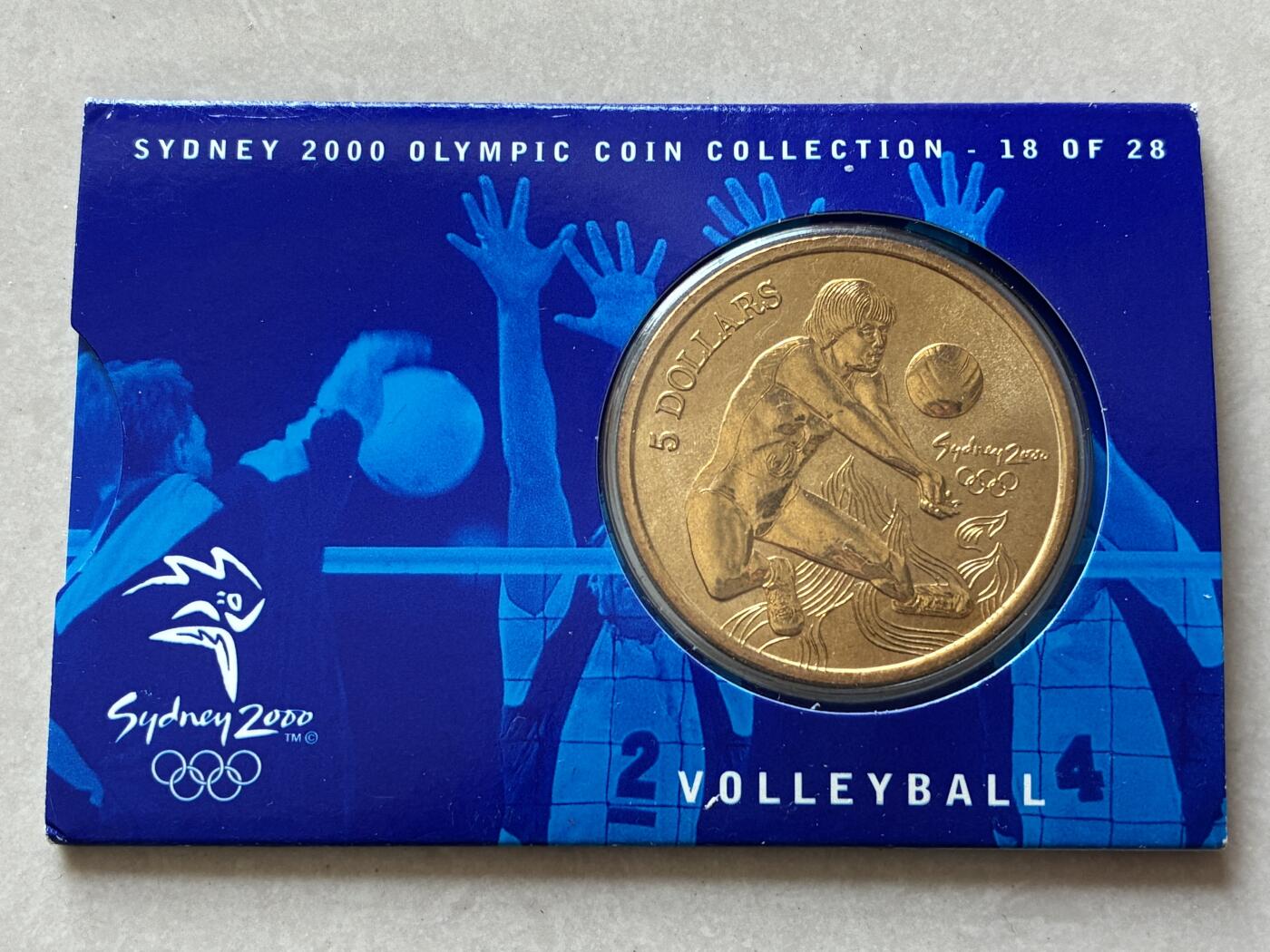 咖啡豆•收藏 2026年Mar_4th澳大利亚悉尼奥运纪念币拍卖 2000年澳大利亚悉尼奥运会卡装纪念铜币5元-排球
