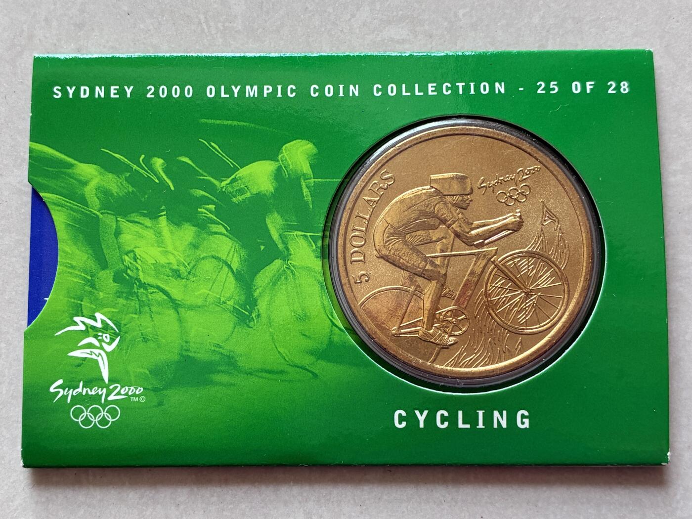 咖啡豆•收藏 2026年Mar_4th澳大利亚悉尼奥运纪念币拍卖 2000年澳大利亚悉尼奥运会卡装纪念铜币5元-自行车