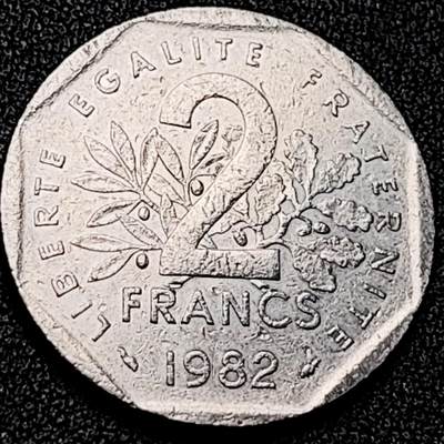 泉币菌-第199场- 新年快乐 新年第7场 本场拍品多 请提前出价（正月十五统一发货） - 法国早期（1982年）2法郎镍币 26mm 播种女神 入欧前 末版 绝版币