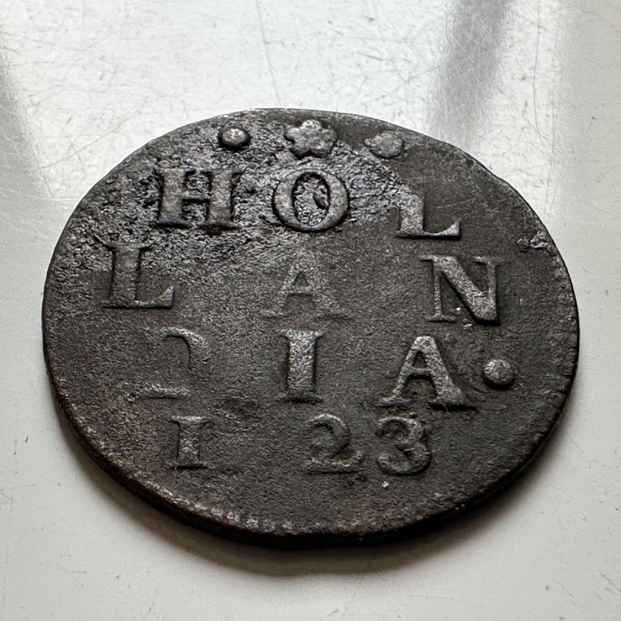 🌹外币初藏🌹🐯2026年第20场 正月十五正常发货 荷兰 1723年 荷兰省 1 Duit铜币 持矛狮子