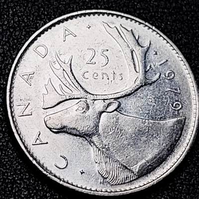 泉币菌-第198场- 新年快乐 新年第6场 本场拍品多 请提前出价（正月十五统一发货） - 高币值 加拿大1979年1/4加拿大元 伊丽莎白二世 驯鹿 24mm 