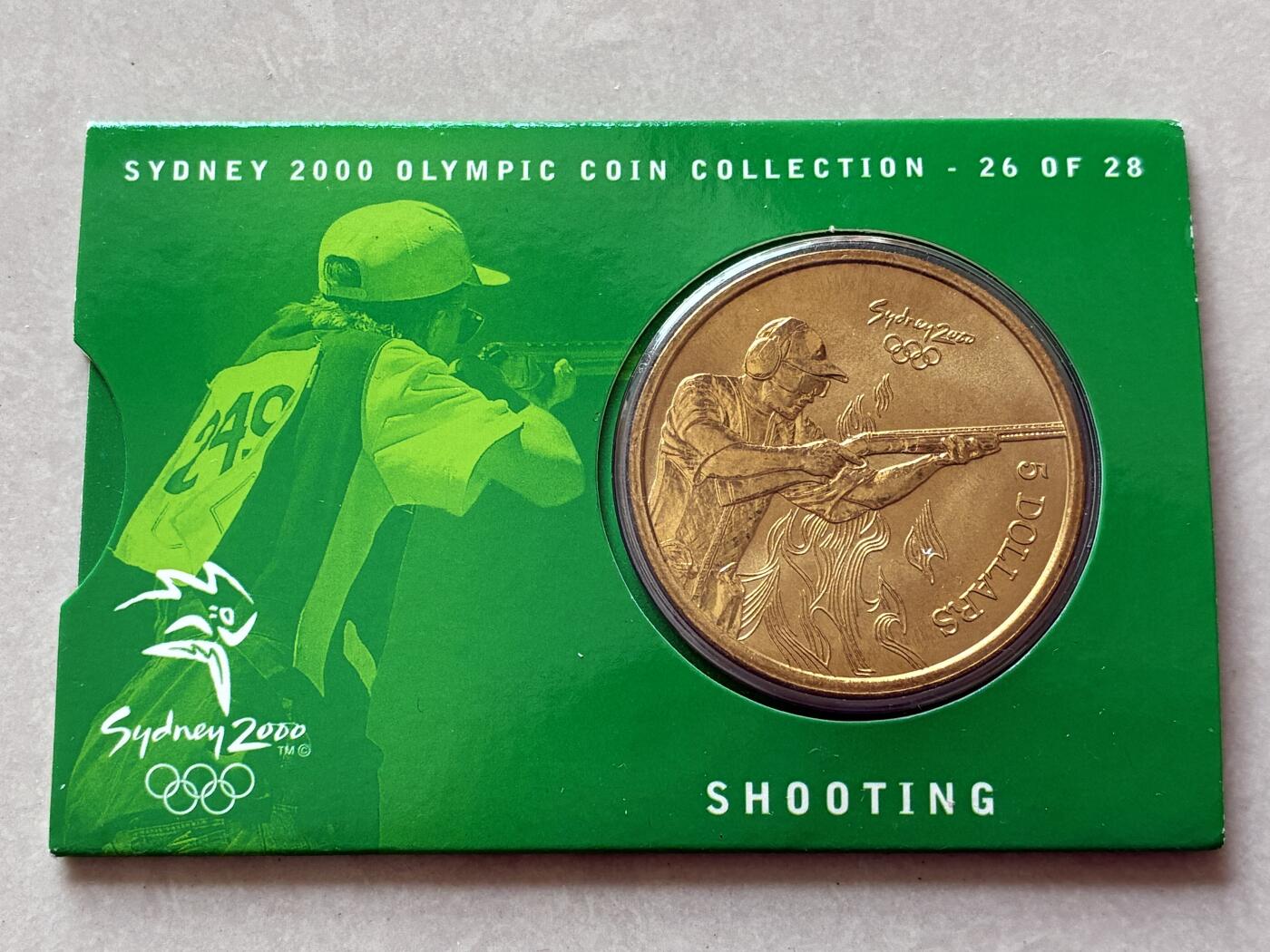 咖啡豆•收藏 2026年Mar_4th澳大利亚悉尼奥运纪念币拍卖 2000年澳大利亚悉尼奥运会卡装纪念铜币5元-射击