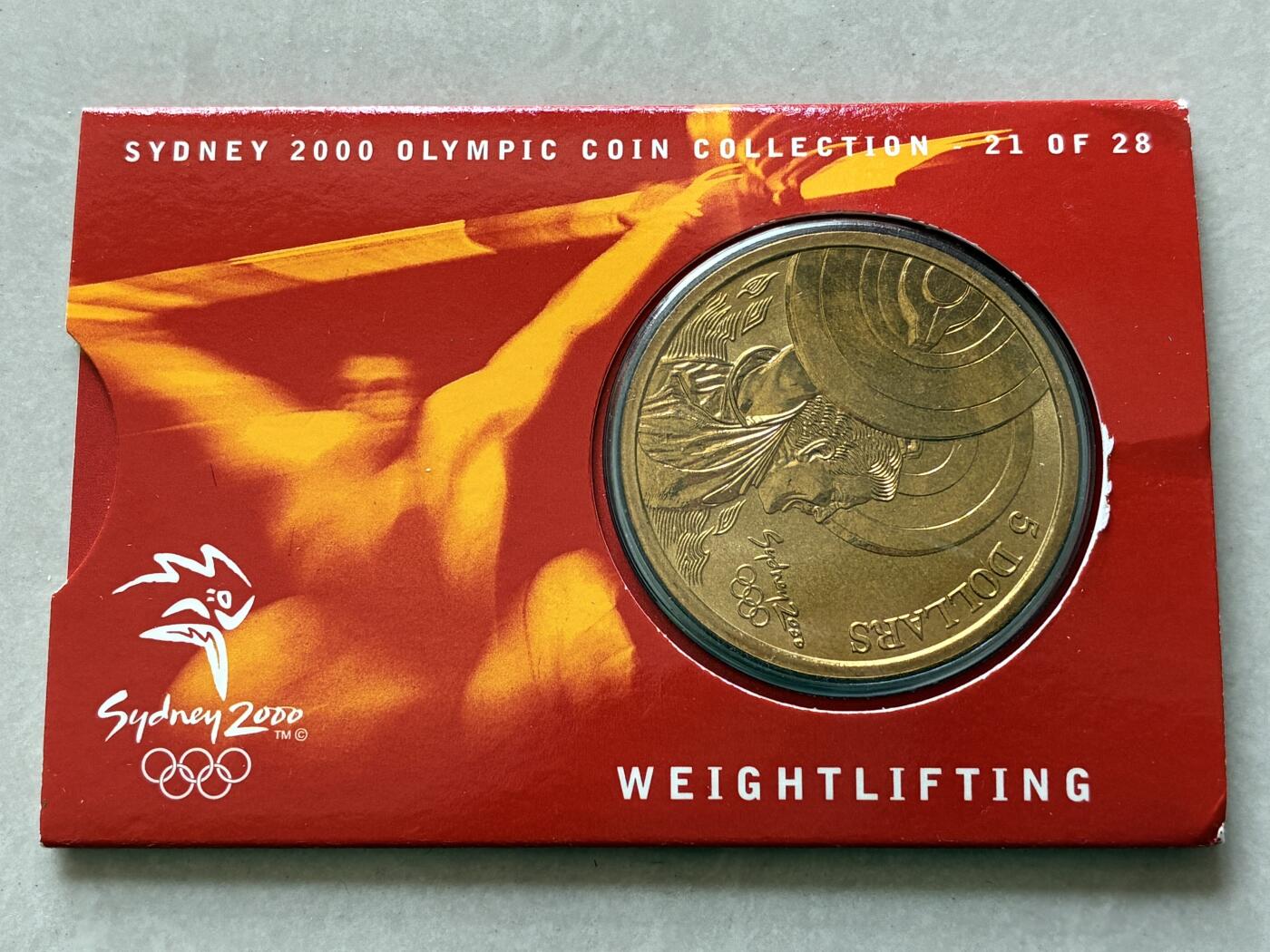 咖啡豆•收藏 2026年Mar_4th澳大利亚悉尼奥运纪念币拍卖 2000年澳大利亚悉尼奥运会卡装纪念铜币5元-举重