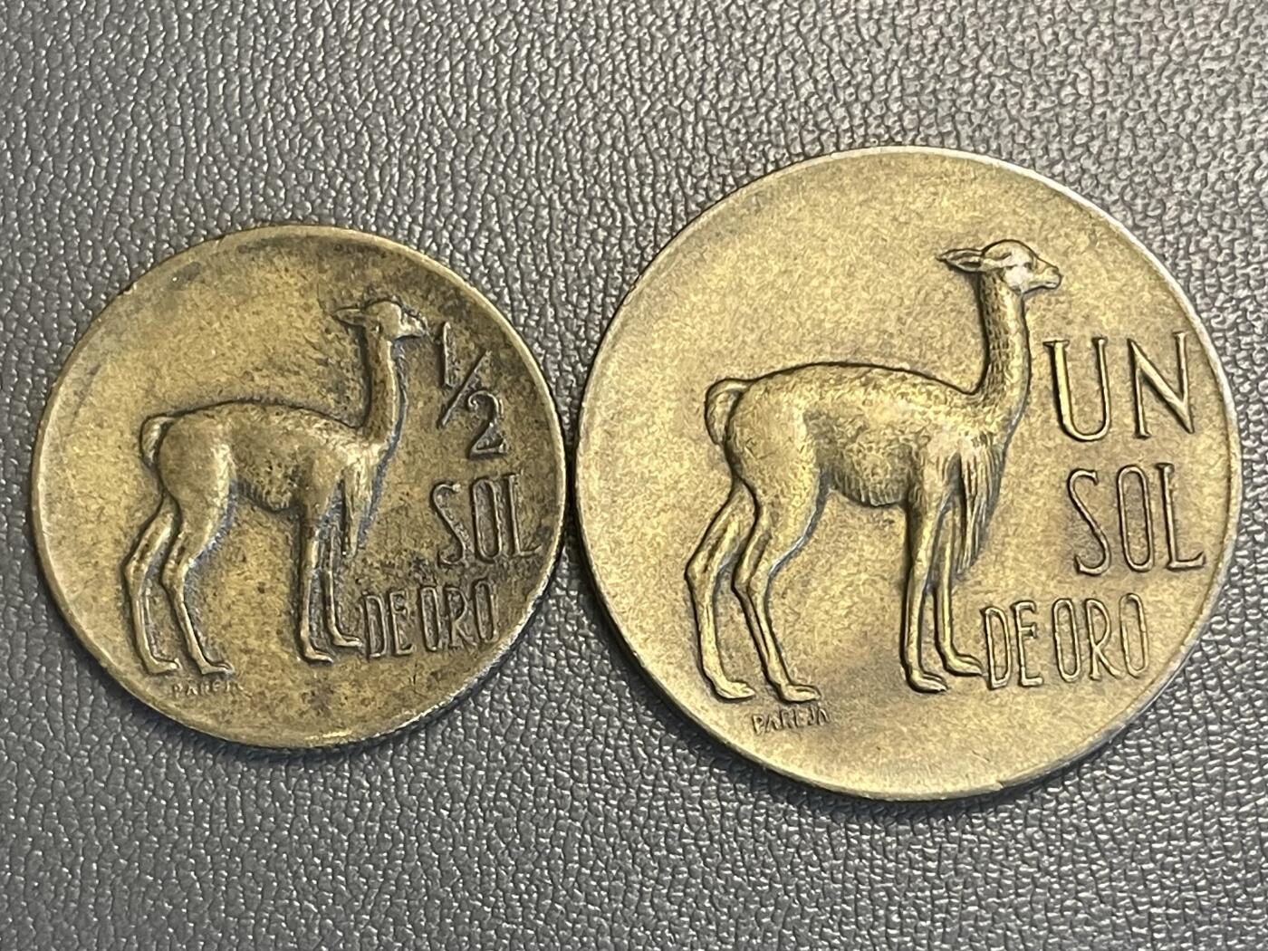 回流0315 秘鲁1970年1/2、1968年1黄金索尔铜币 羊驼🦙