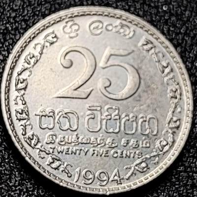 泉币菌-第199场- 新年快乐 新年第7场 本场拍品多 请提前出价（正月十五统一发货） - 1994年斯里兰卡锡兰25分硬币 18mm 狮子 纪念币铜钱