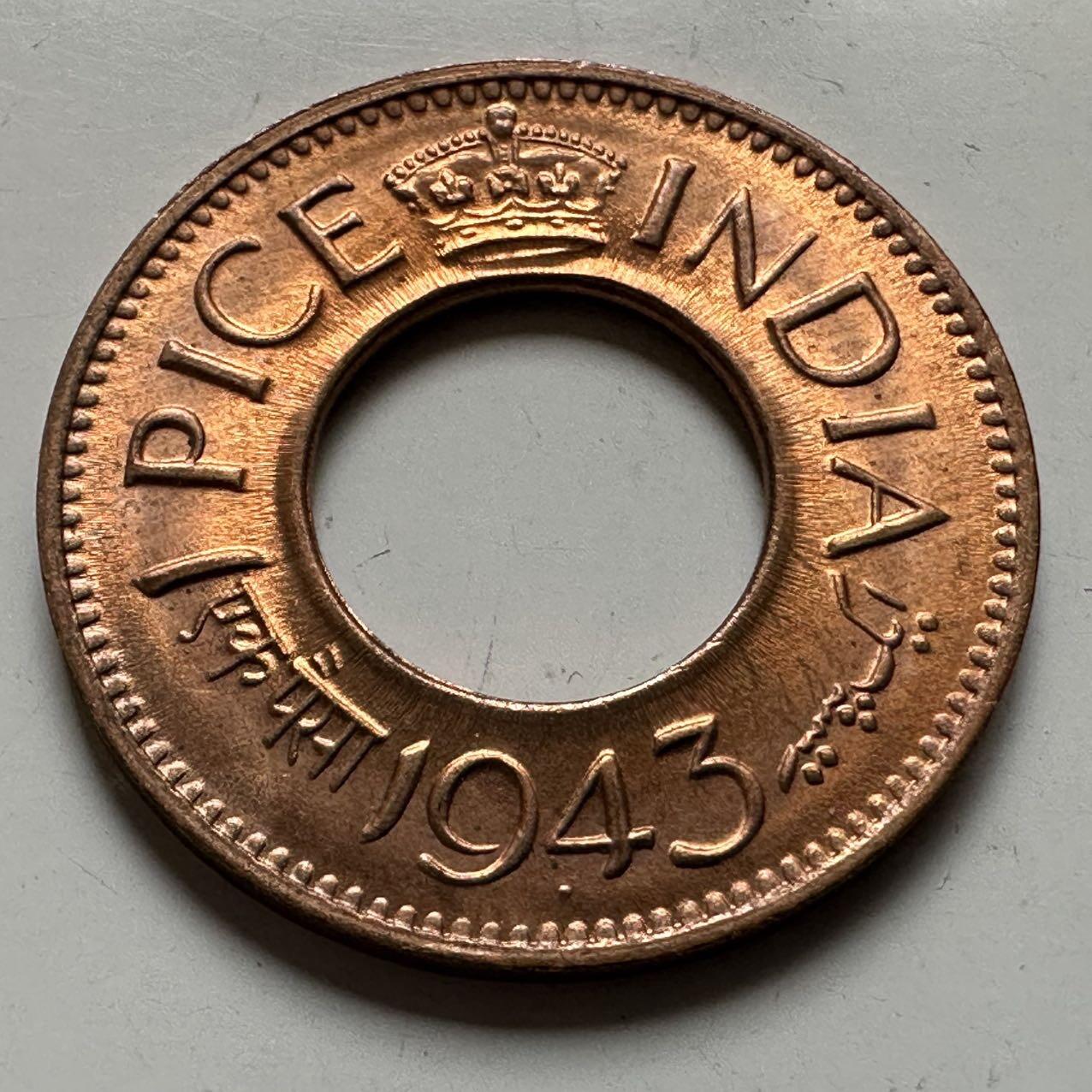 🌹外币初藏🌹🐯2026年第20场 正月十五正常发货 英属印度1943年一派沙 b