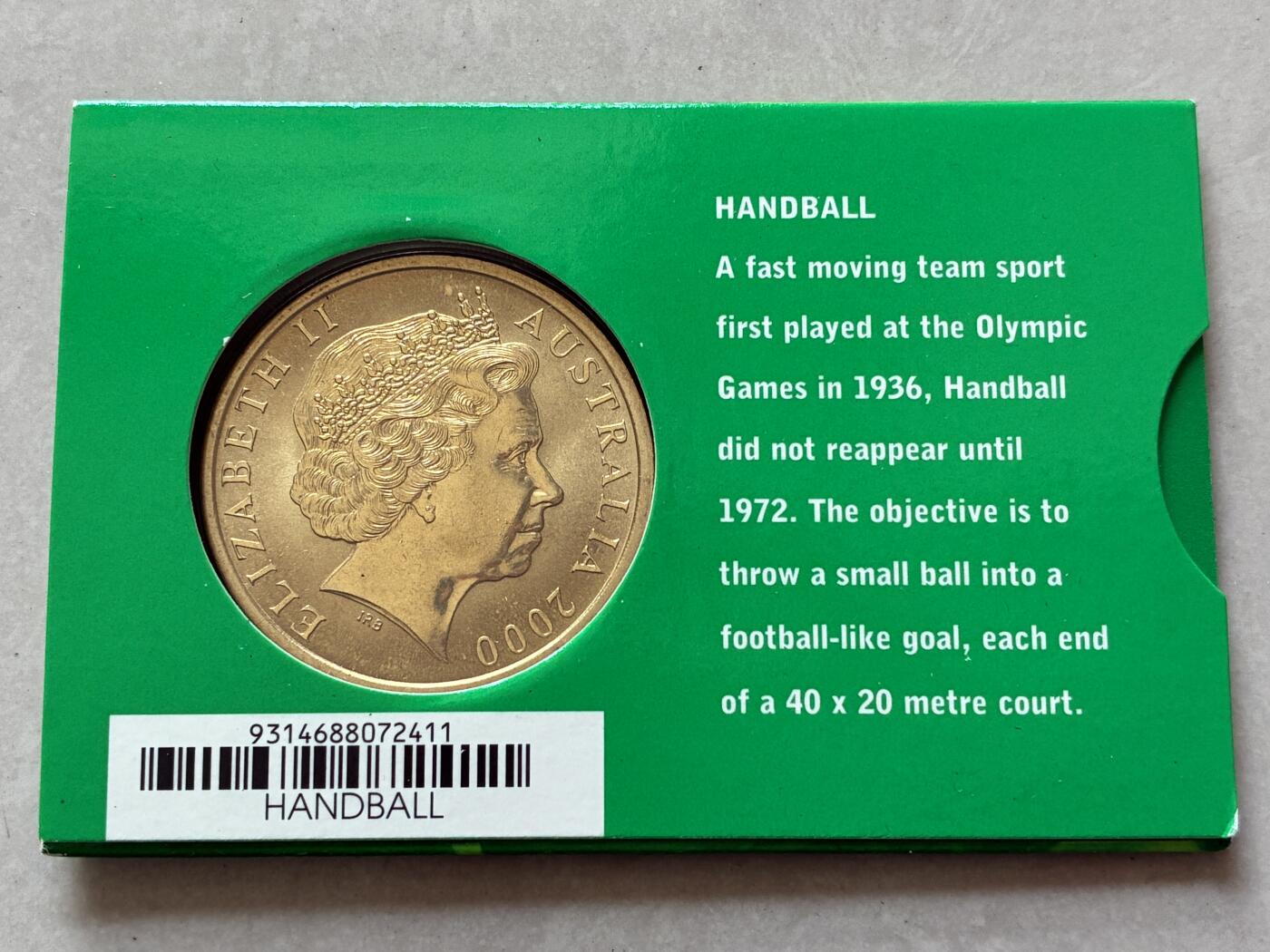 咖啡豆•收藏 2026年Mar_4th澳大利亚悉尼奥运纪念币拍卖 2000年澳大利亚悉尼奥运会卡装纪念铜币5元-手球
