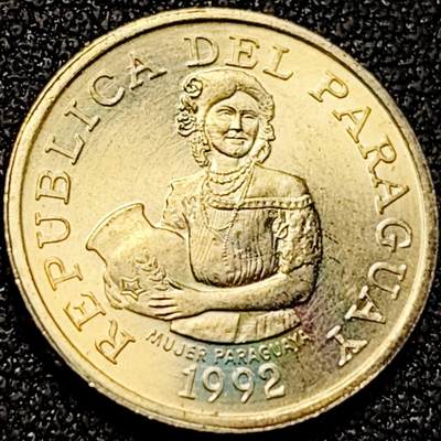 泉币菌-第198场- 新年快乐 新年第6场 本场拍品多 请提前出价（正月十五统一发货） - 原铜光极美 美洲 巴拉圭5瓜拉尼硬币 约17mm