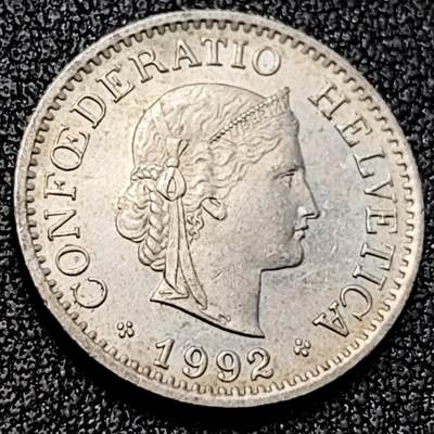 泉币菌-第198场- 新年快乐 新年第6场 本场拍品多 请提前出价（正月十五统一发货） - 高币值 百年延续 女神 瑞士1992年 10分銅镍硬币 