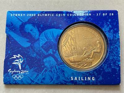 咖啡豆•收藏 2026年Mar_4th澳大利亚悉尼奥运纪念币拍卖 - 2000年澳大利亚悉尼奥运会卡装纪念铜币5元-帆船