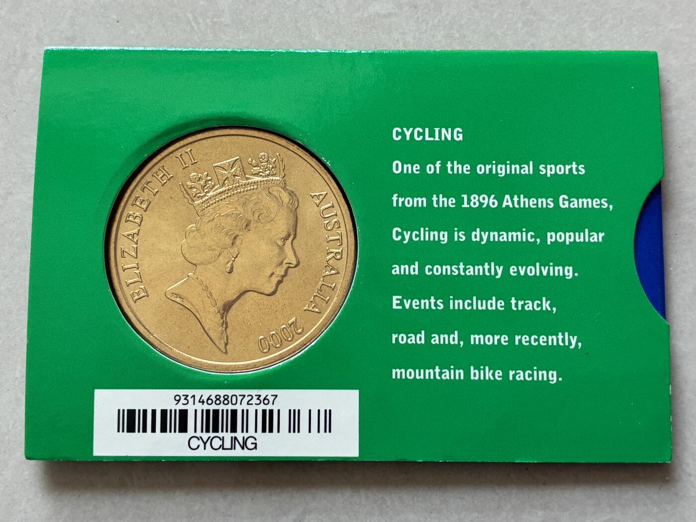 咖啡豆•收藏 2026年Mar_4th澳大利亚悉尼奥运纪念币拍卖 2000年澳大利亚悉尼奥运会卡装纪念铜币5元-自行车