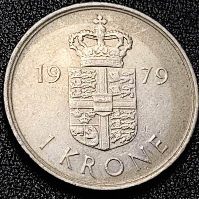 泉币菌-第198场- 新年快乐 新年第6场 本场拍品多 请提前出价（正月十五统一发货） - 丹麦1979年1克朗 皇冠 玛格丽特二世女王 铜镍币 25.5mm