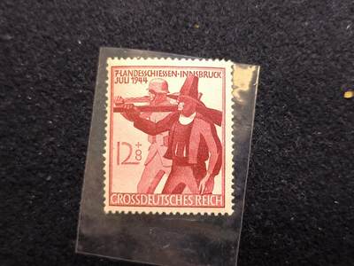 云宸嘉赏-勋臻佳藏新年快速场次（快拍 低佣 一元一手）（新年期间快递正常发） - 德意志第三帝国1944 年发行的斯布鲁克举办的 “第七届州射击比赛”纪念邮票  送护邮袋原胶