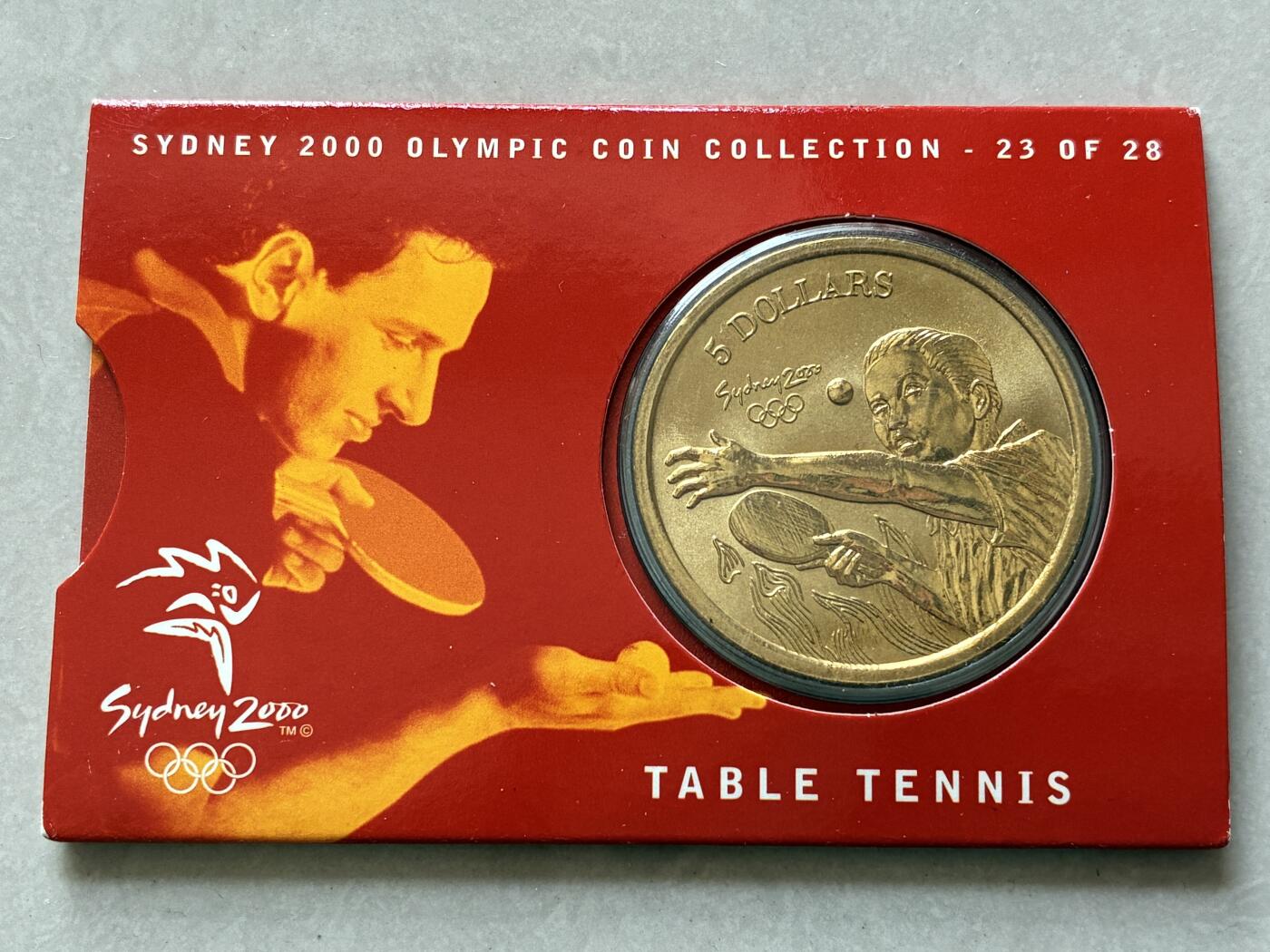 咖啡豆•收藏 2026年Mar_4th澳大利亚悉尼奥运纪念币拍卖 2000年澳大利亚悉尼奥运会卡装纪念铜币5元-乒乓球