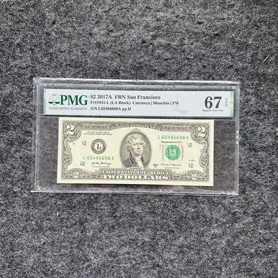 🇺🇳¥ ¥2026🐎马年纸钞评级币 - 美国2017年2元（L65486698A）
