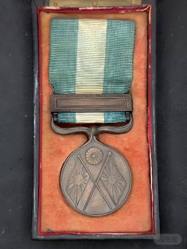 美品明治二十七八年甲午战争从军记章带原盒