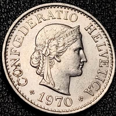 泉币菌-第199场- 新年快乐 新年第7场 本场拍品多 请提前出价（正月十五统一发货） - 高币值 百年延续 女神 瑞士1970年 10分銅镍硬币