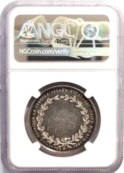 博洋堂世界钱币拍卖第162期（全场包邮） NGC MS61 瑞典猎人协会纪念银章，正面为奥斯卡二世头像，34mm