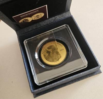 【币将精彩】世界钱币拍卖（2026-3-4） - 乍得2022年美国野牛金币带证书1/200盎司纯金（后配包装）