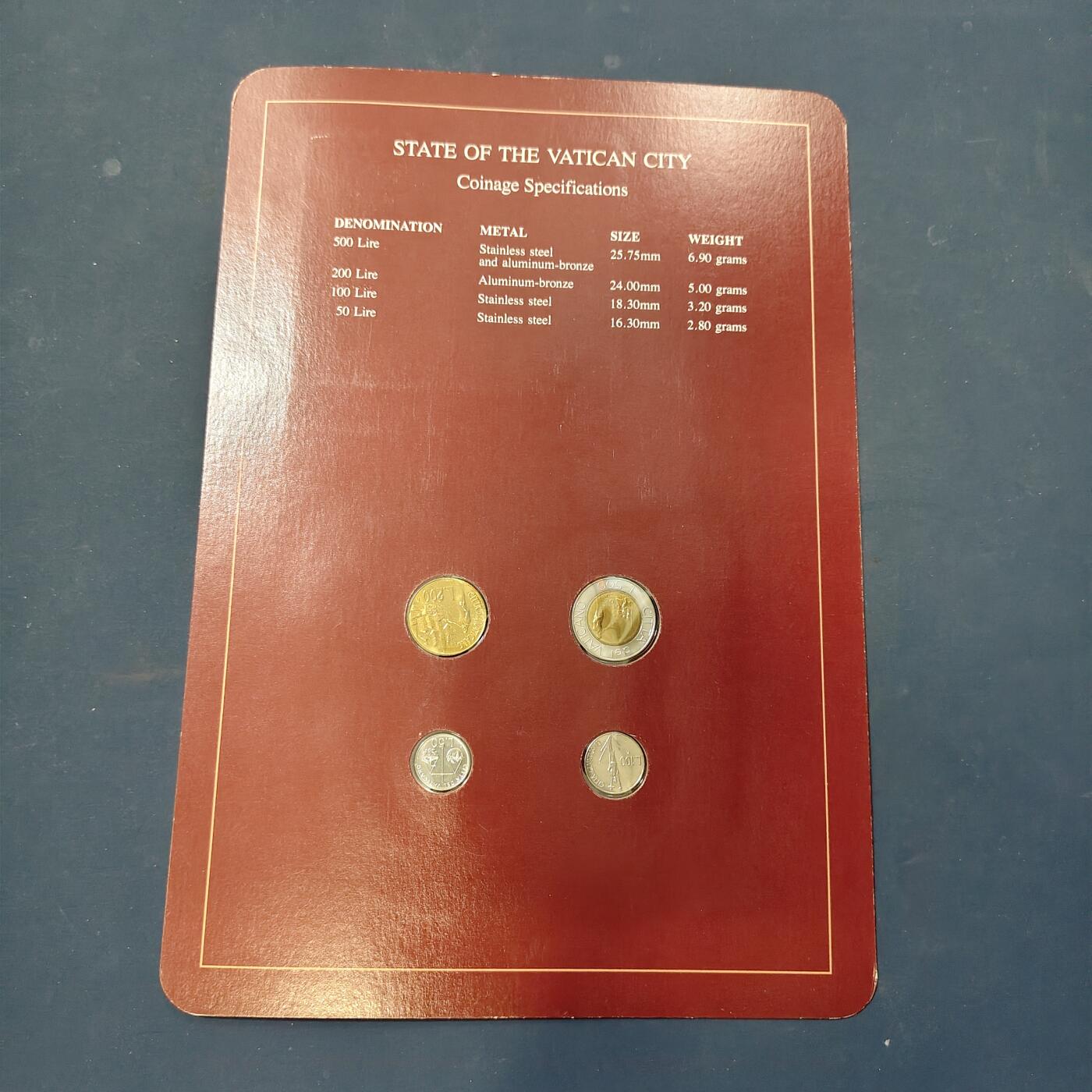 【全场包邮】纯粹捡漏拍506场-持续更新中 【富兰克林·世界各国硬币系列邮币卡】梵蒂冈城国4枚A版