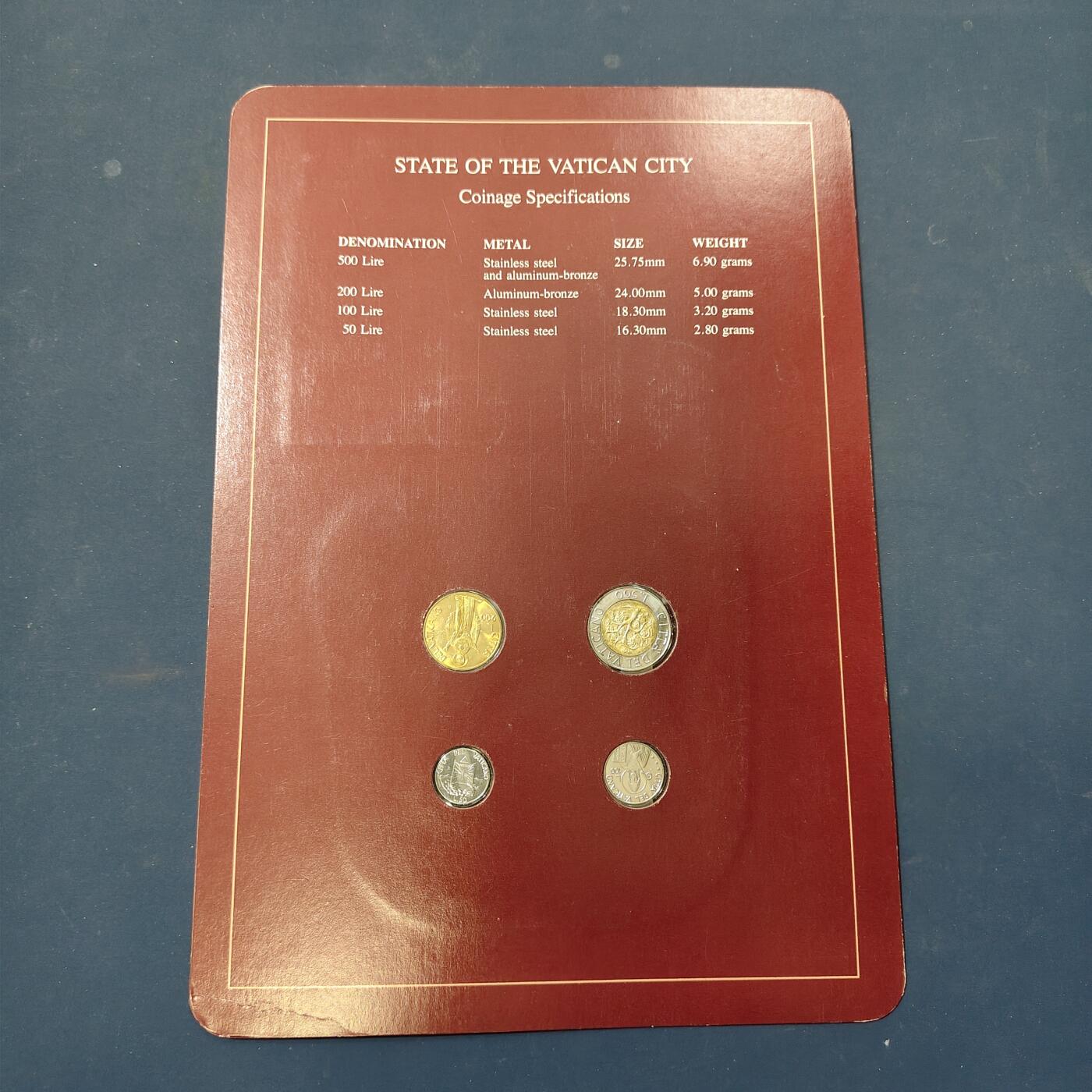 【全场包邮】纯粹捡漏拍506场-持续更新中 【富兰克林·世界各国硬币系列邮币卡】梵蒂冈城国4枚B版