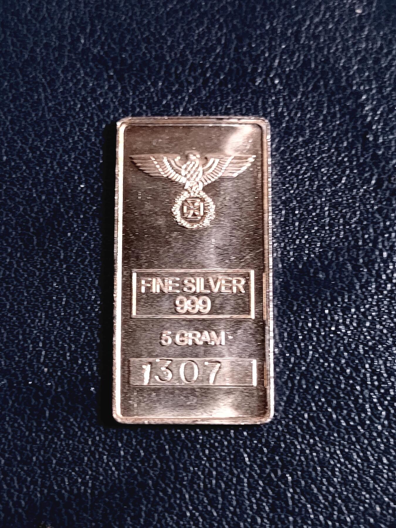 少见、德国二战时期土兵5克银条代用币（编号1307）