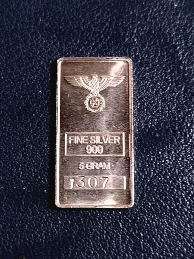 少见、德国二战时期土兵5克银条代用币（编号1307） - 少见、德国二战时期土兵5克银条代用币（编号1307）