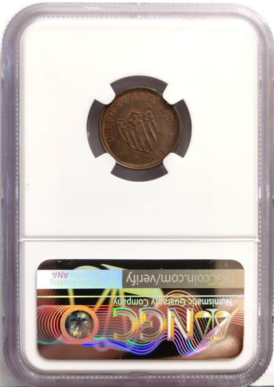 博洋堂世界钱币拍卖第162期（全场包邮） NGC UNC 美国1864年政治口号“联邦永存”代币，稀少的美国内战代币，正值美国南北战争期间，经济动荡，民众囤积金银硬币，导致市面上小额零钱（如一分、半分硬币）极度短缺，为了维持商业运转，许多私人商家（如面包店、杂货铺）开始铸造这种铜质代币，作为“找零券”在本地流通