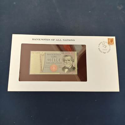 【全场包邮】纯粹捡漏拍506场-持续更新中 - 【富兰克林·世界各国纸钞系列邮币封】意大利共和国