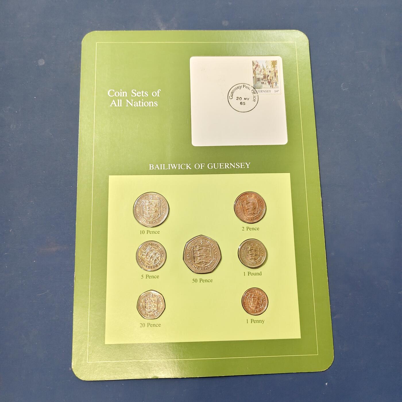 【全场包邮】纯粹捡漏拍506场-持续更新中 【富兰克林·世界各国硬币系列邮币卡】根西1976-1983年1镑帆船版（英国属地）