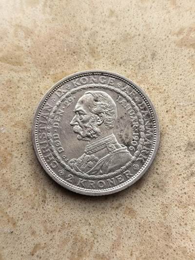 道一币馆币章第一百六十七场 - 丹麦1906年克里斯蒂安十世继位2克朗银币  15g 835s