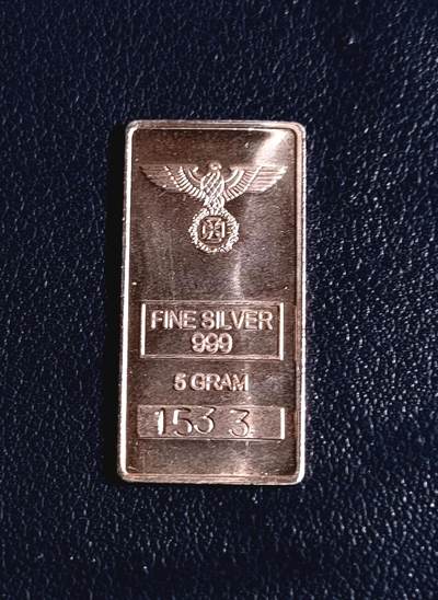 少见、德国二战时期土兵5克银条代用币（编号1533） - 少见、德国二战时期土兵5克银条代用币（编号1533）