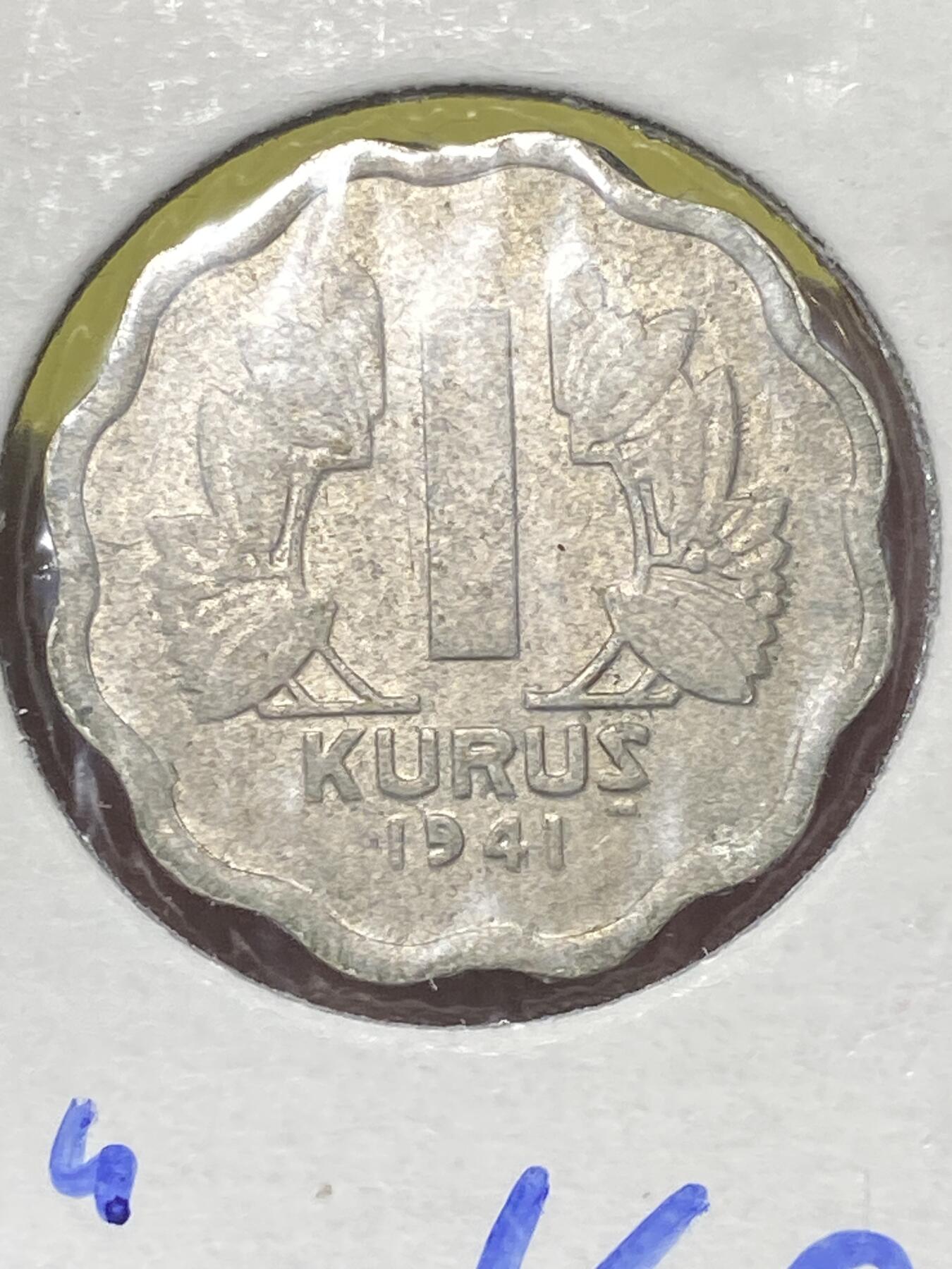 2026年第三十二场(总第二百零一场）外国精品纸夹币场(免佣金) 土耳其🇹🇷1941年1库鲁什(建国后第三套)