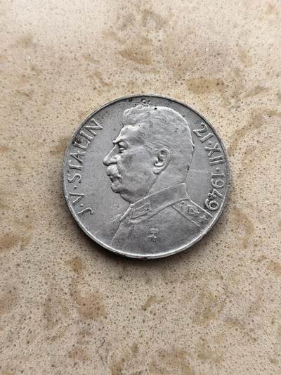 道一币馆币章第一百六十七场 - 捷克斯洛伐克1949年斯大林70寿辰100克朗银币   14g  500s