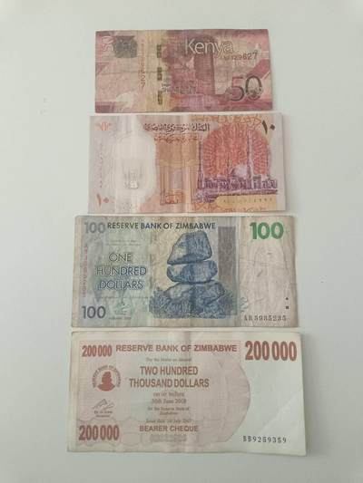 【20260227】非全新纸币和硬币第339场 - 非洲国家4张纸币，有微裂
