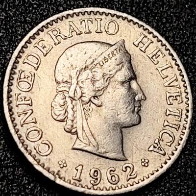 泉币菌-第199场- 新年快乐 新年第7场 本场拍品多 请提前出价（正月十五统一发货） - 高币值 百年延续 女神 瑞士1962年 10分銅镍硬币